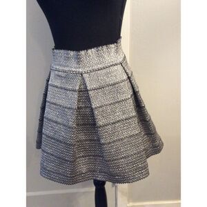 Silver Metal look Partial Rubber Pleated Skirt Small S Womens Devlin